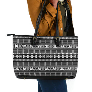 Pano De Terra Motifs Cabo Verde Leather Tote Bag Black Color