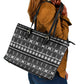 Pano De Terra Motifs Cabo Verde Leather Tote Bag Black Color