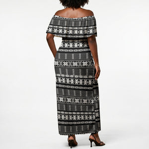 Pano De Terra Motifs Cabo Verde Off Shoulder Maxi Dress Black Color
