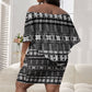Pano De Terra Motifs Cabo Verde Off Shoulder Short Dress Black Color