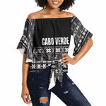 Pano De Terra Motifs Cabo Verde Off Shoulder Wrap Waist Top Black Color