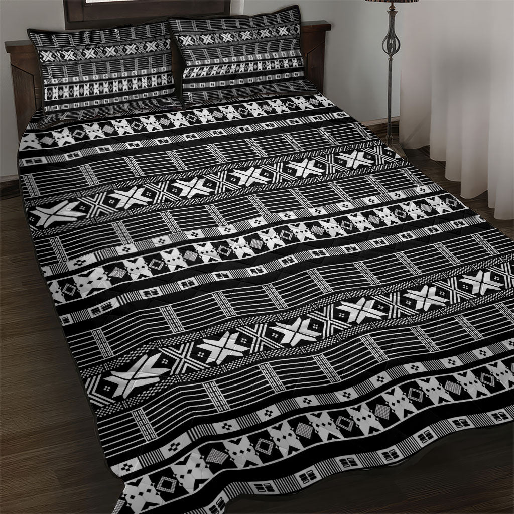 Pano De Terra Motifs Cabo Verde Quilt Bed Set Black Color
