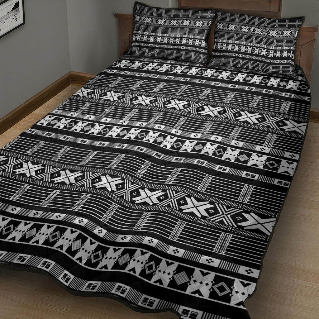 Pano De Terra Motifs Cabo Verde Quilt Bed Set Black Color
