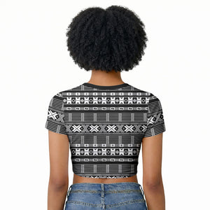 Pano De Terra Motifs Cabo Verde Raglan Cropped T shirt Black Color