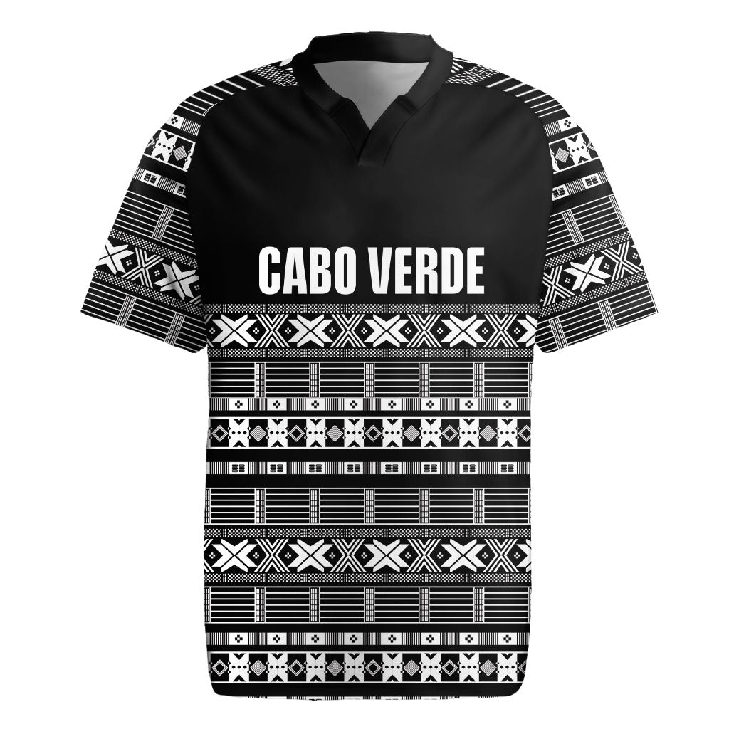 Pano De Terra Motifs Cabo Verde Rugby Jersey Black Color
