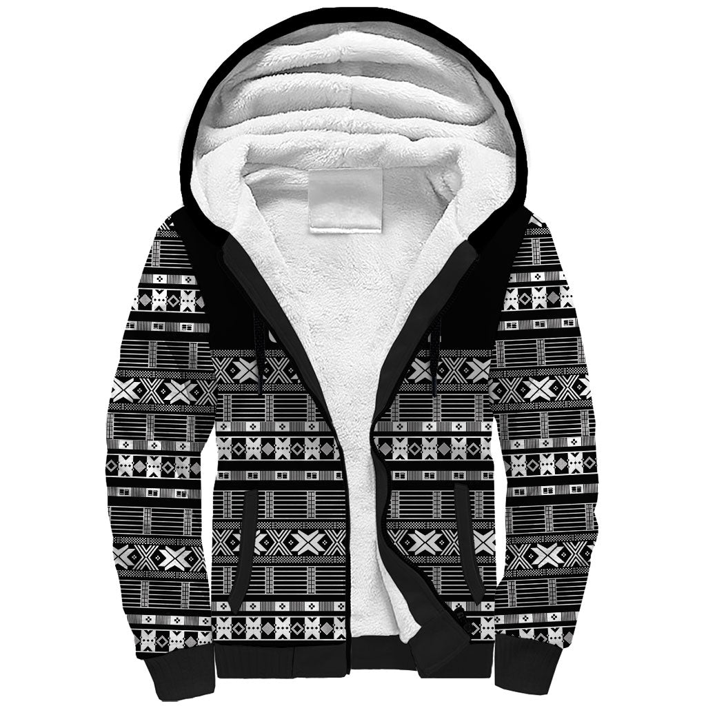 Pano De Terra Motifs Cabo Verde Sherpa Hoodie Black Color