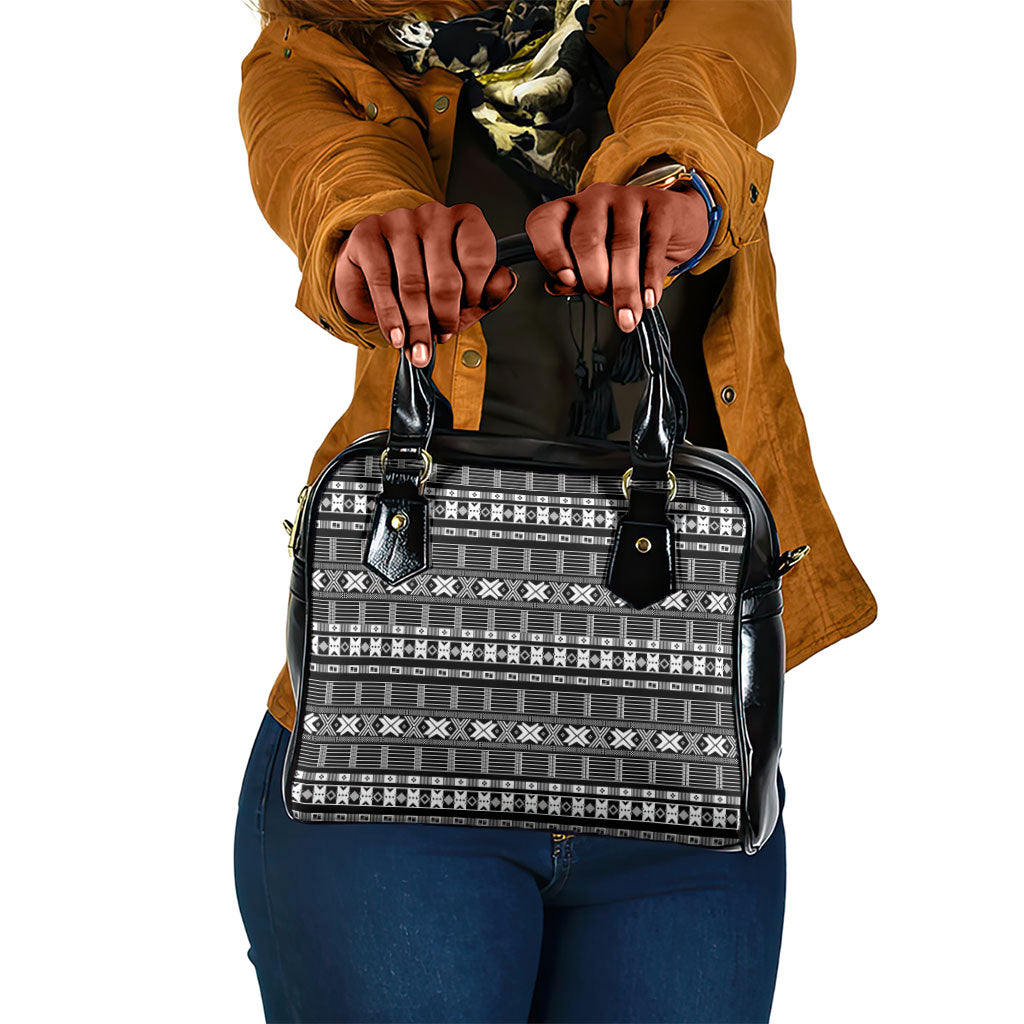 Pano De Terra Motifs Cabo Verde Shoulder Handbag Black Color