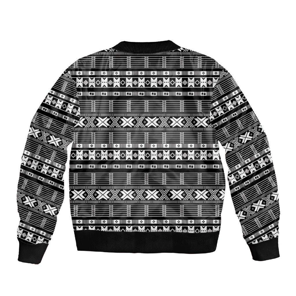 Pano De Terra Motifs Cabo Verde Sleeve Zip Bomber Jacket Black Color