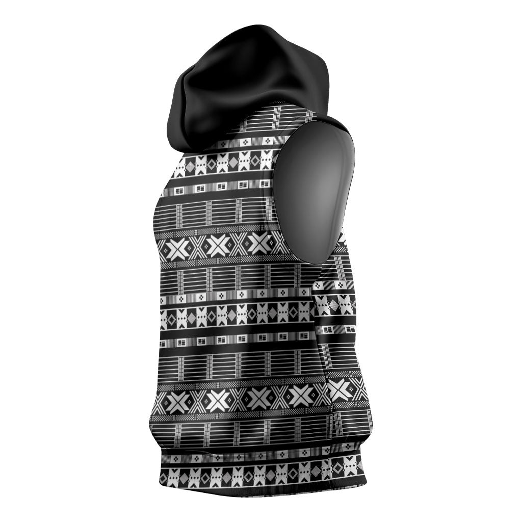 Pano De Terra Motifs Cabo Verde Sleeveless Hoodie Black Color