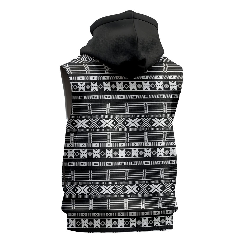 Pano De Terra Motifs Cabo Verde Sleeveless Zip Hoodie Black Color