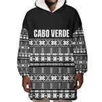 Pano De Terra Motifs Cabo Verde Wearable Blanket Hoodie Black Color