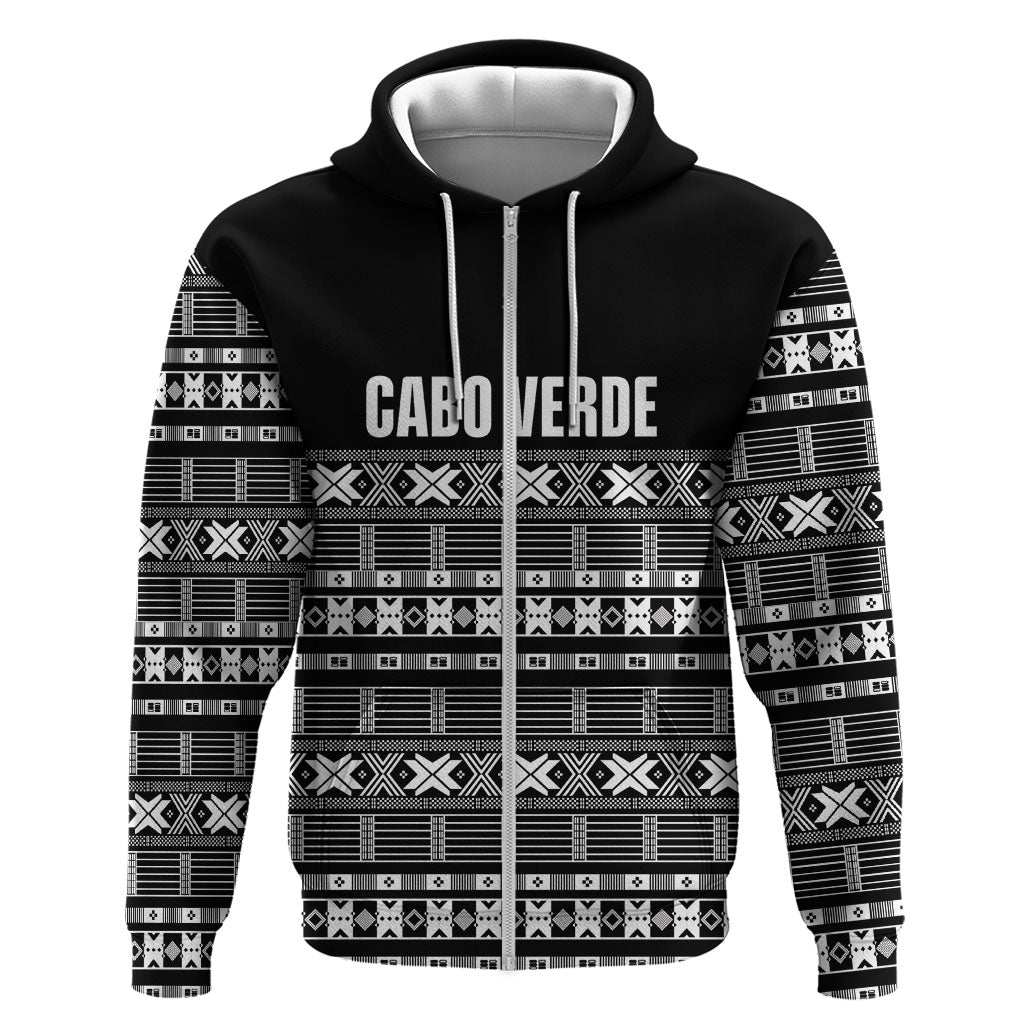 Pano De Terra Motifs Cabo Verde Zip Hoodie Black Color