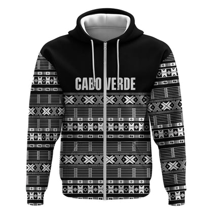 Pano De Terra Motifs Cabo Verde Zip Hoodie Black Color