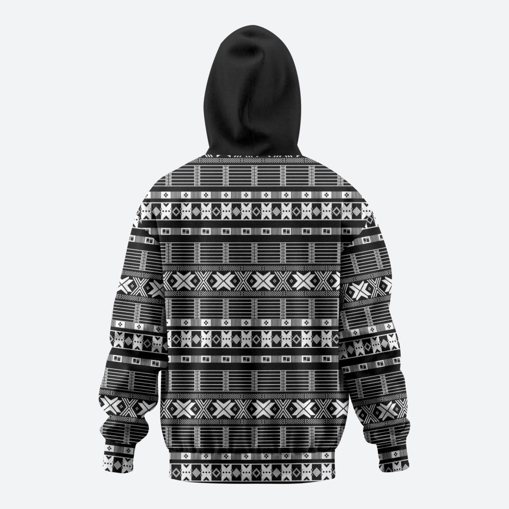 Pano De Terra Motifs Cabo Verde Zip Hoodie Black Color