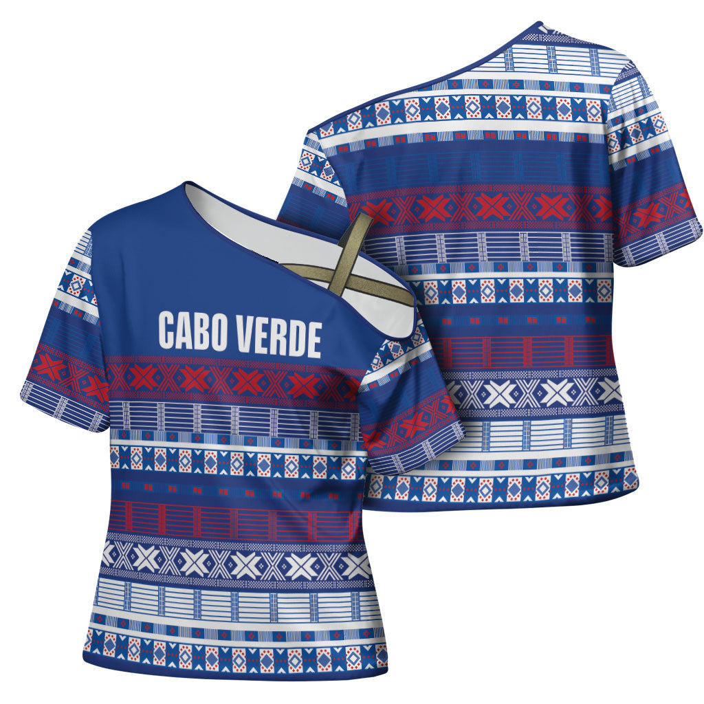 Pano De Terra Motifs Cabo Verde Cross Shoulder Shirt Flag Color
