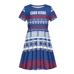 Pano De Terra Motifs Cabo Verde Kid Short Sleeve Dress Flag Color