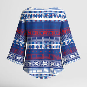Pano De Terra Motifs Cabo Verde Kimono Sleeve Blouse Flag Color