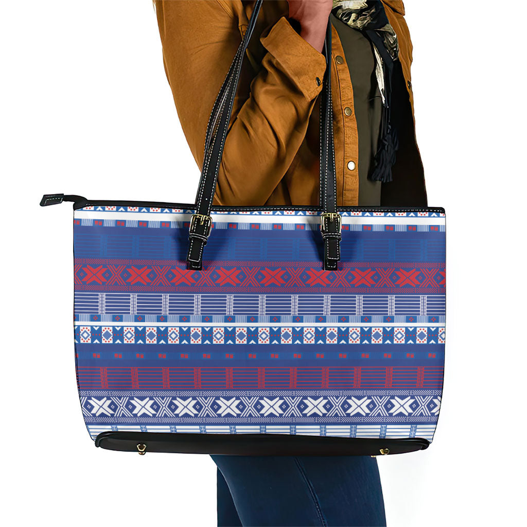Pano De Terra Motifs Cabo Verde Leather Tote Bag Flag Color