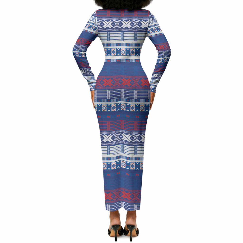Pano De Terra Motifs Cabo Verde Long Sleeve Bodycon Dress Flag Color
