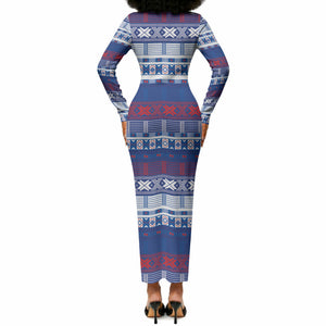 Pano De Terra Motifs Cabo Verde Long Sleeve Bodycon Dress Flag Color