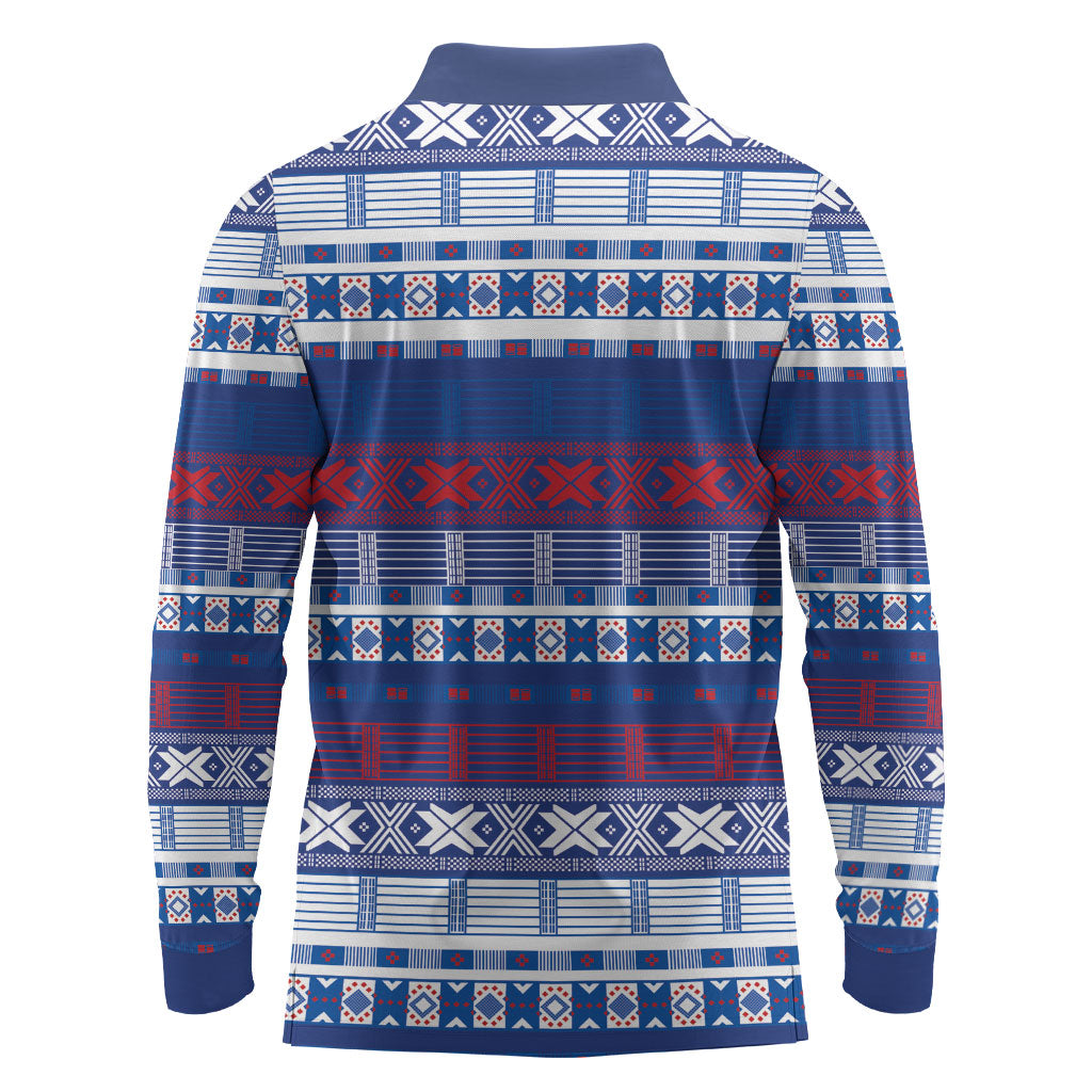 Pano De Terra Motifs Cabo Verde Long Sleeve Polo Shirt Flag Color