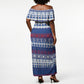 Pano De Terra Motifs Cabo Verde Off Shoulder Maxi Dress Flag Color