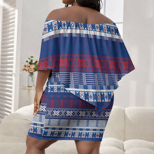 Pano De Terra Motifs Cabo Verde Off Shoulder Short Dress Flag Color