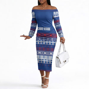 Pano De Terra Motifs Cabo Verde Off The Shoulder Long Sleeve Dress Flag Color
