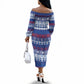 Pano De Terra Motifs Cabo Verde Off The Shoulder Long Sleeve Dress Flag Color