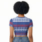 Pano De Terra Motifs Cabo Verde Raglan Cropped T shirt Flag Color