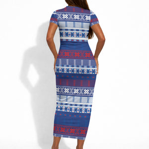 Pano De Terra Motifs Cabo Verde Short Sleeve Bodycon Dress Flag Color