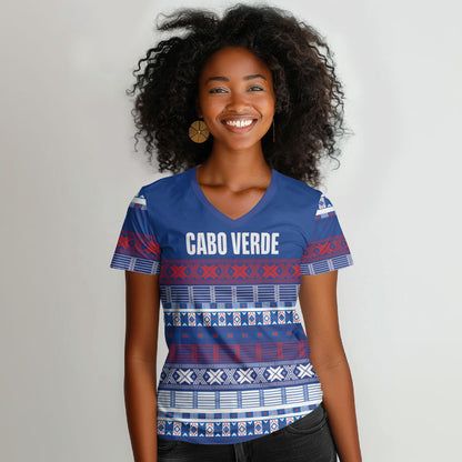 Pano De Terra Motifs Cabo Verde Women V-Neck T-Shirt Flag Color