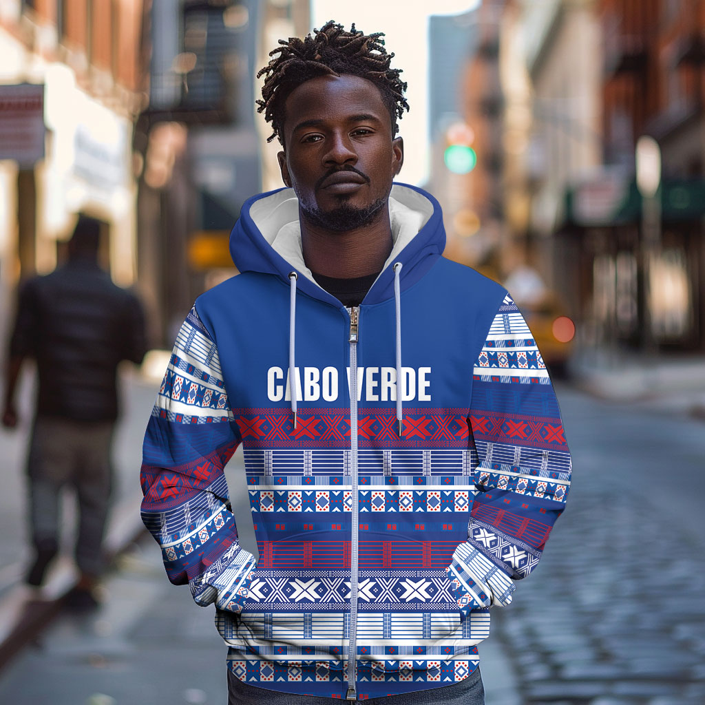 Pano De Terra Motifs Cabo Verde Zip Hoodie Flag Color