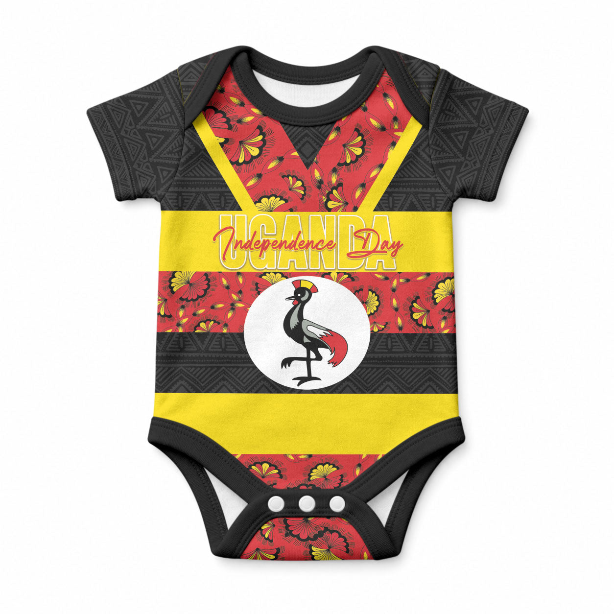 Personalized Uganda Independence Day Baby Onesie Ugandan Kitenge African Pattern
