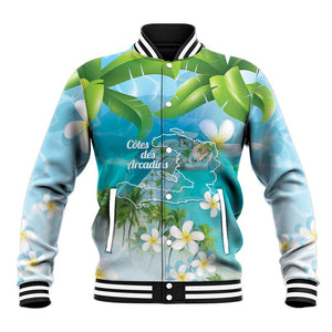 Afro Haiti Cotes des Arcadins Baseball Jacket Ayiti Map With Royal Palm Plumeria - African Pride