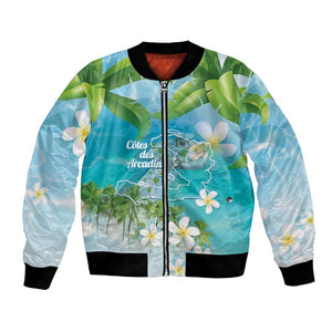 Afro Haiti Cotes des Arcadins Bomber Jacket Ayiti Map With Royal Palm Plumeria - African Pride