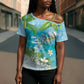Afro Haiti Cotes des Arcadins Cross Shoulder Shirt Ayiti Map With Royal Palm Plumeria - African Pride