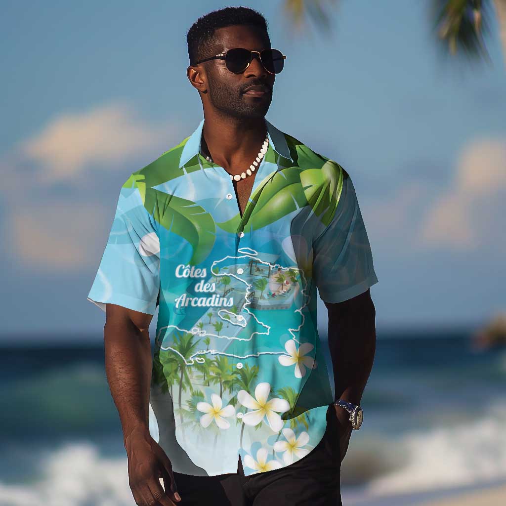 Afro Haiti Cotes des Arcadins Hawaiian Shirt Ayiti Map With Royal Palm Plumeria LT14