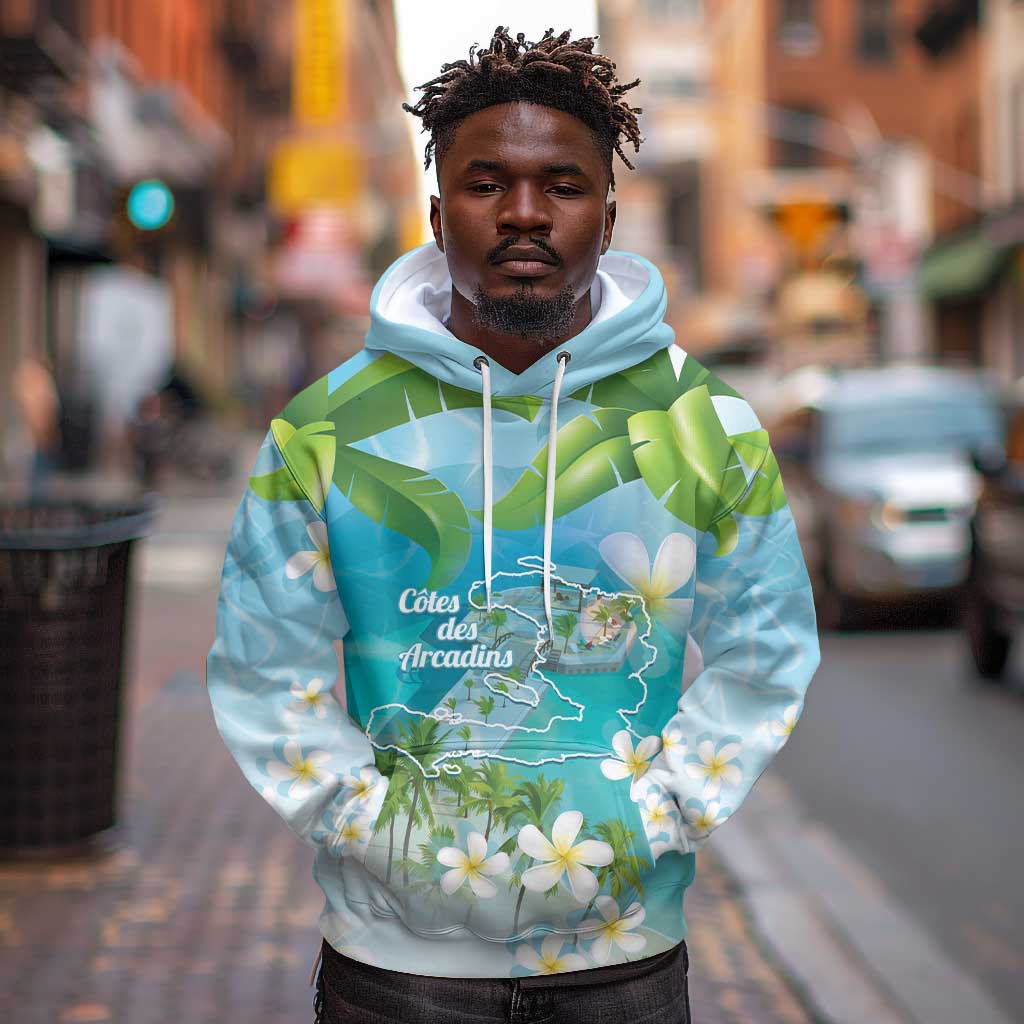 Afro Haiti Cotes des Arcadins Hoodie Ayiti Map With Royal Palm Plumeria - African Pride
