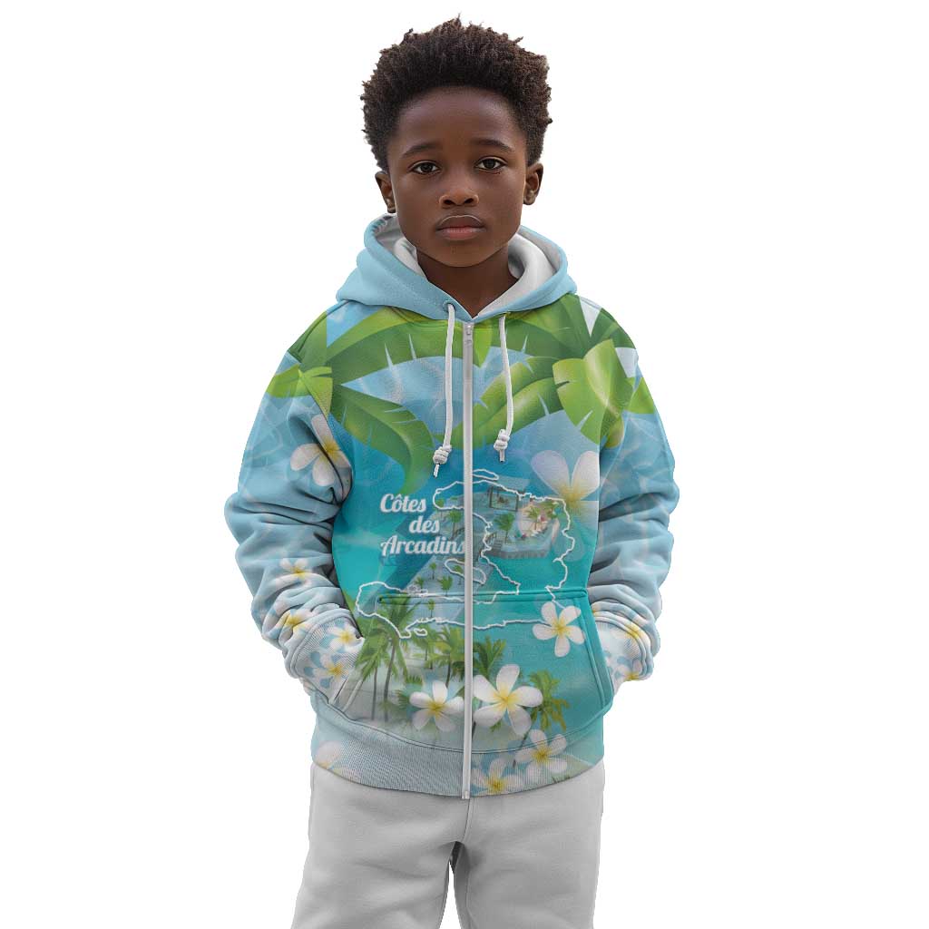 Afro Haiti Cotes des Arcadins Kid Hoodie Ayiti Map With Royal Palm Plumeria - African Pride