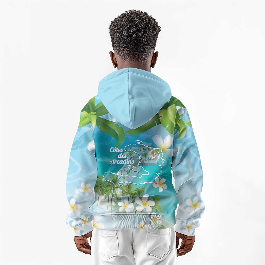 Afro Haiti Cotes des Arcadins Kid Hoodie Ayiti Map With Royal Palm Plumeria - African Pride
