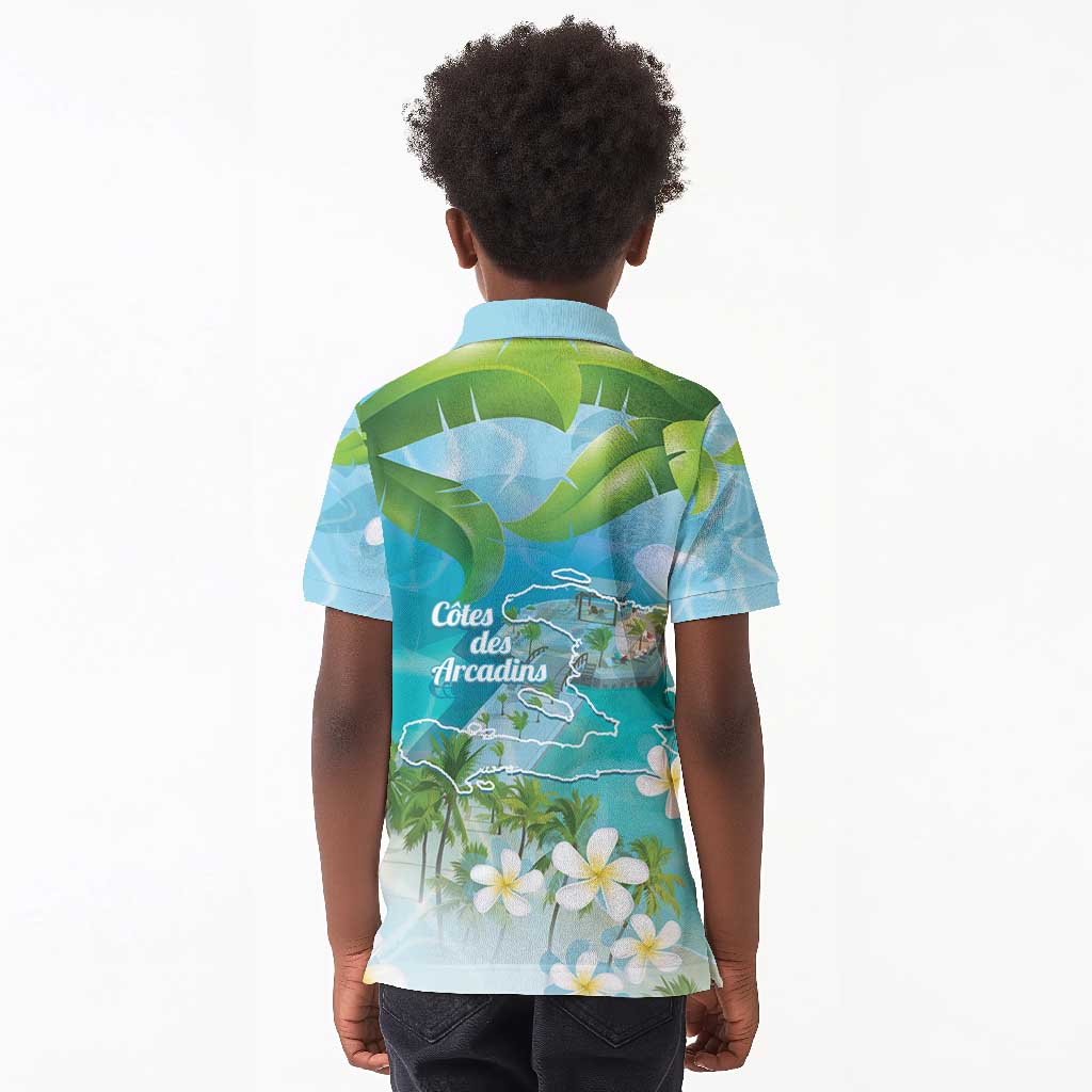 Afro Haiti Cotes des Arcadins Kid Polo Shirt Ayiti Map With Royal Palm Plumeria - African Pride