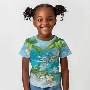 Afro Haiti Cotes des Arcadins Kid T shirt Ayiti Map With Royal Palm Plumeria - African Pride