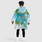 Afro Haiti Cotes des Arcadins Kid Wearable Blanket Hoodie Ayiti Map With Royal Palm Plumeria - African Pride