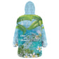 Afro Haiti Cotes des Arcadins Kid Wearable Blanket Hoodie Ayiti Map With Royal Palm Plumeria - African Pride