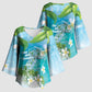 Afro Haiti Cotes des Arcadins Kimono Sleeve Blouse Ayiti Map With Royal Palm Plumeria - African Pride
