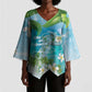 Afro Haiti Cotes des Arcadins Kimono Sleeve Blouse Ayiti Map With Royal Palm Plumeria - African Pride