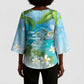 Afro Haiti Cotes des Arcadins Kimono Sleeve Blouse Ayiti Map With Royal Palm Plumeria - African Pride