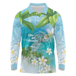 Afro Haiti Cotes des Arcadins Long Sleeve Polo Shirt Ayiti Map With Royal Palm Plumeria - African Pride