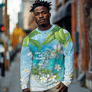 Afro Haiti Cotes des Arcadins Long Sleeve Shirt Ayiti Map With Royal Palm Plumeria - African Pride